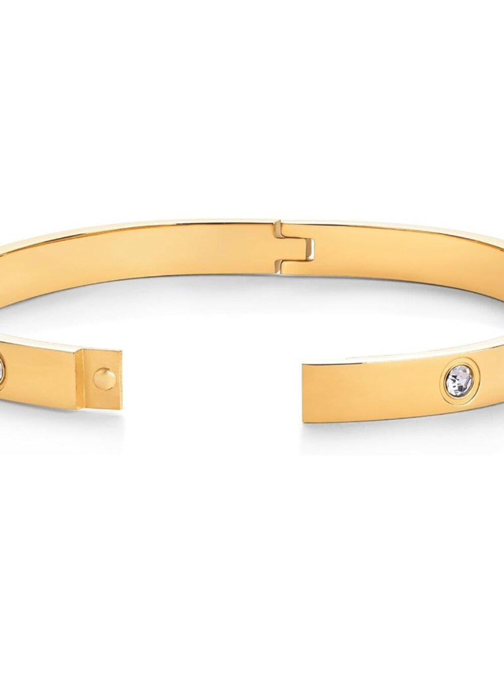 Waterproof Bracelet for Women - 14K Gold Plated Bangle with Cubic Zirconia - Sta - Picture 3 of 5